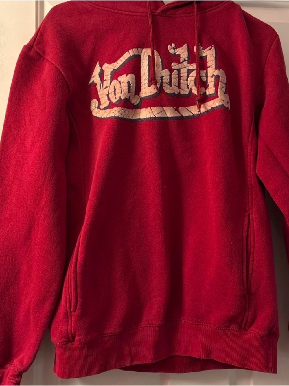 Von Dutch Red Pullover Hoodie with Logo